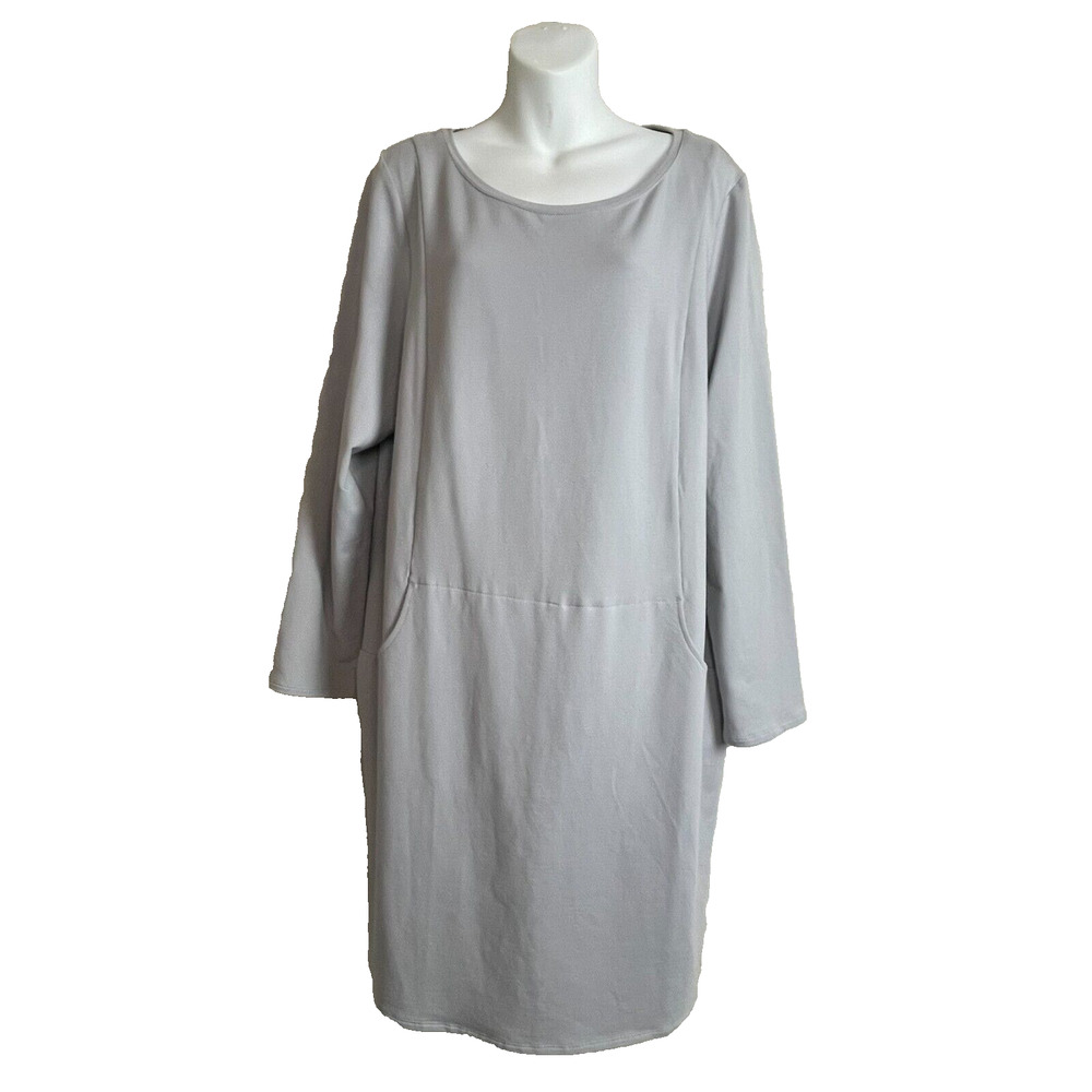 Pure Jill‎ Pima Cotton Dress Size XL – Light Gray Pocket Pullover Minimalist